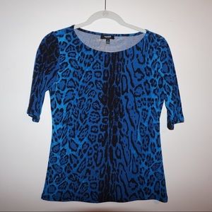 Blue Cheetah Print Dress Shirt